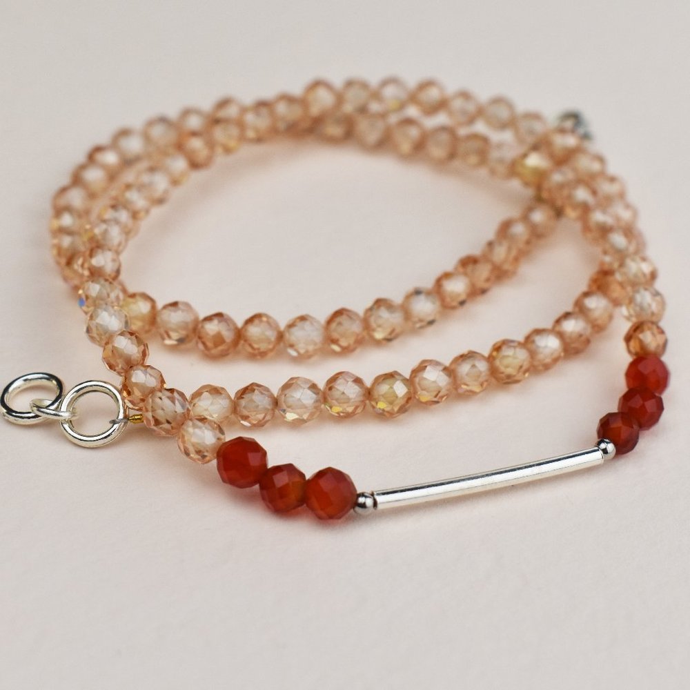 Dainty multi stone bar necklace, unusual tiny gemstone crystal choker